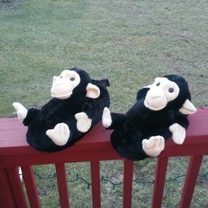 Black Monkey Slippers - Animal Slippers - Adult Si